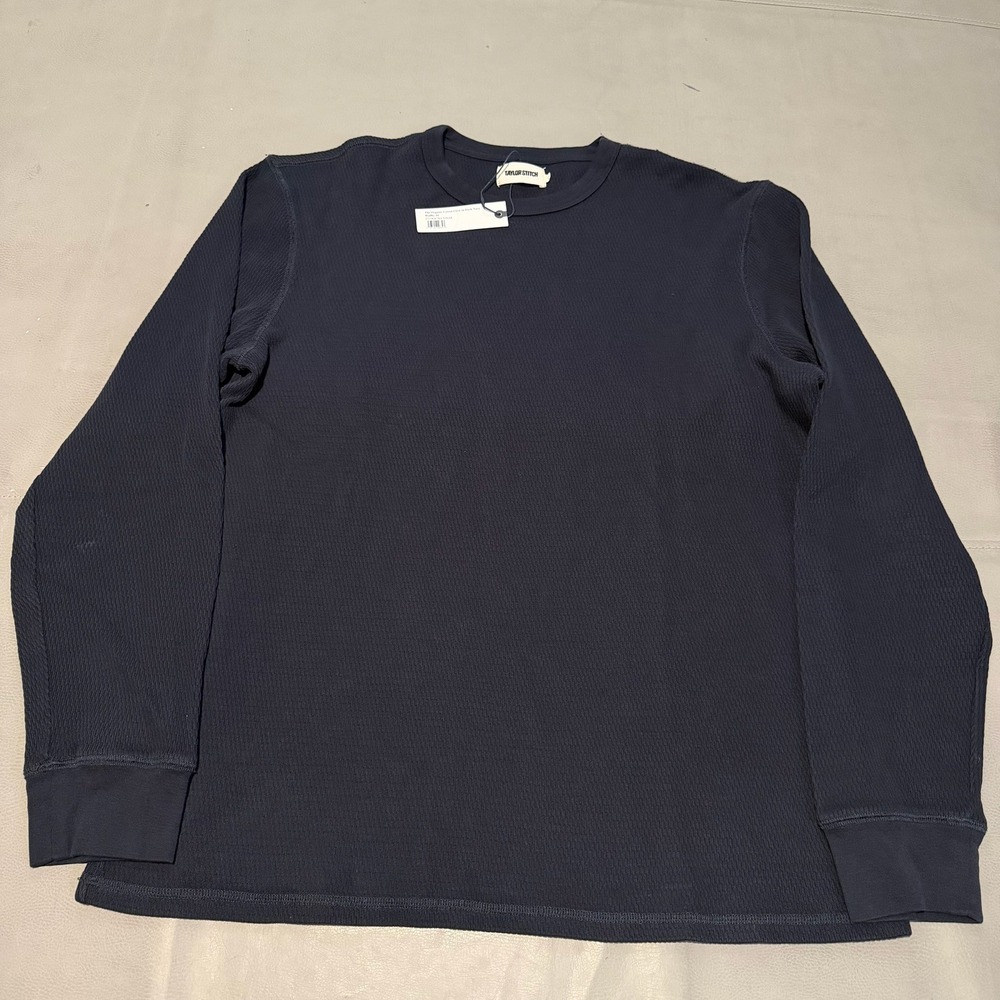 Taylor Stitch Organic Cotton Crew Waffle Dark Navy Shirt 44/XL Huckberry Men-